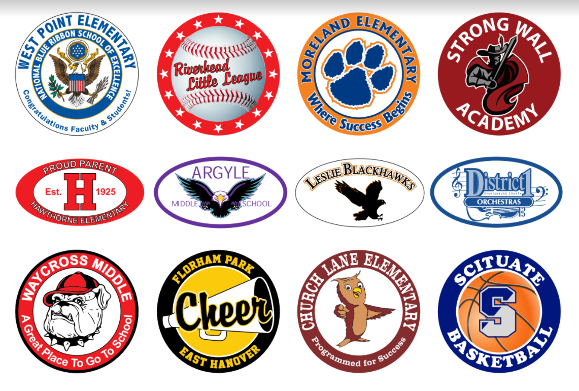 Examples of custom school car magnets